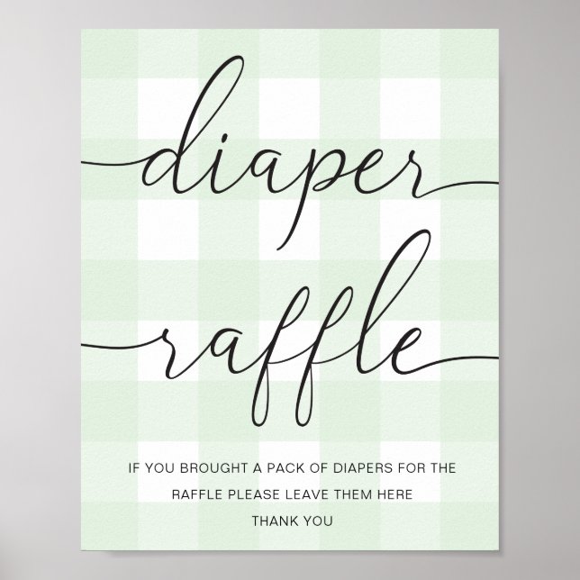 Póster Poster de Mint Green Gingham Diaper Raffle (Frente)