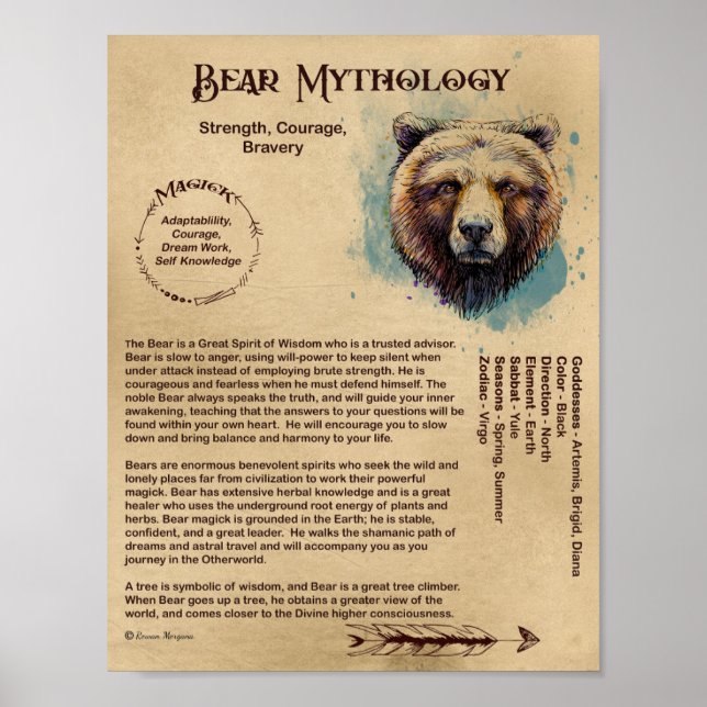 PÓSTER POSTER DE MITOLOGÍA DE OSO (Frente)