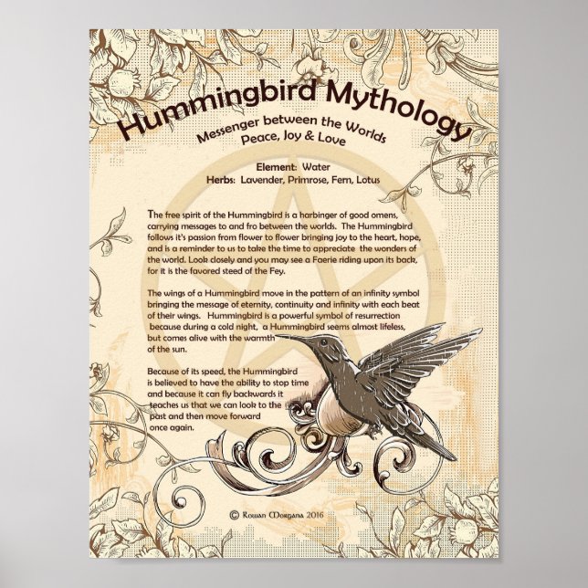 PÓSTER POSTER DE MITOLOGÍA HUMMINGBIRD (Frente)