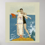 Póster Poster de moda Art Deco<br><div class="desc">Un poster Art Decó muy impresionante que muestra a una pareja en la playa. Es magnífico para el baño.</div>