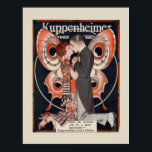 Póster Poster de moda Art Deco<br><div class="desc">Un magnífico poster de publicidad Art Deco para una tienda de ropa para hombres. Con un par de besos con una hermosa mariposa como telón de fondo.</div>