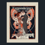 Póster Poster de moda Art Deco<br><div class="desc">Un magnífico poster de publicidad Art Deco para una tienda de ropa para hombres. Con un par de besos con una hermosa mariposa como telón de fondo.</div>