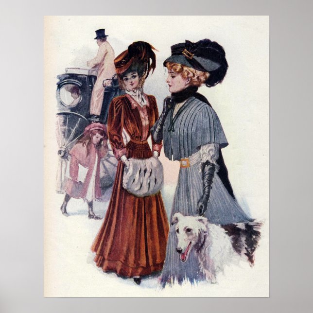 Póster Poster de moda vitícola eduardiana de invierno (Frente)