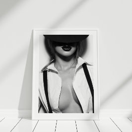 Póster Poster de Modelo de Moda Sexy Blanco y Negro