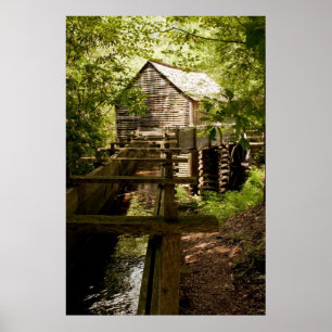 Póster Poster de Molino Antiguo y Rueda de Agua