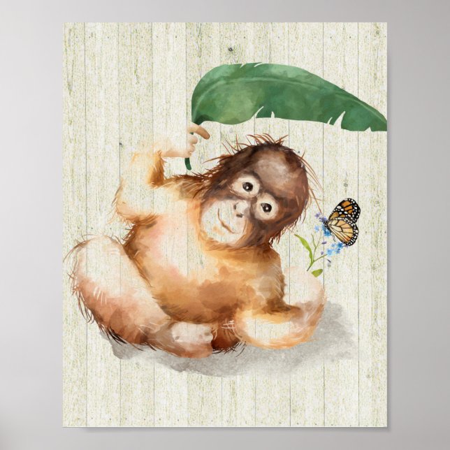 Póster Poster de monos en la sala de guardería (Frente)