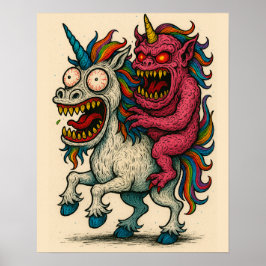 Póster Poster de Monstruos de Unicornio y Cerebro