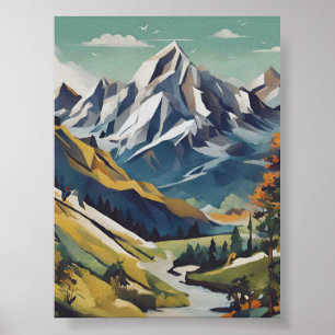 Póster Poster de montaña con colores vivos