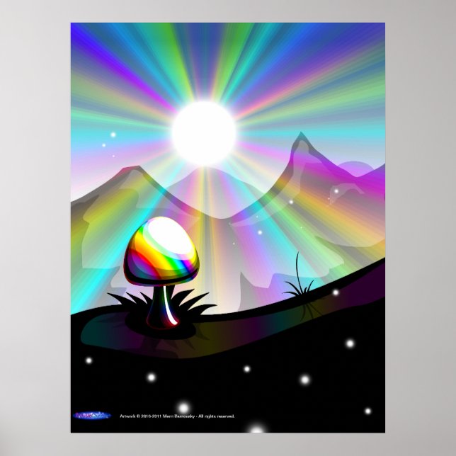 Póster Poster de montaña de hongos (Frente)