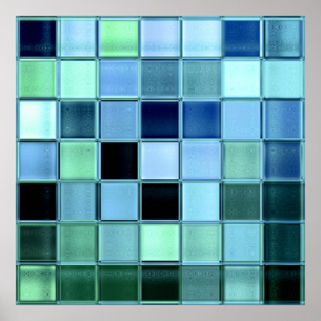 Póster Poster de mosaico en mosaico de vidrio del lago ha (Frente)
