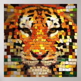 Póster Poster de mosaico tigre simulado