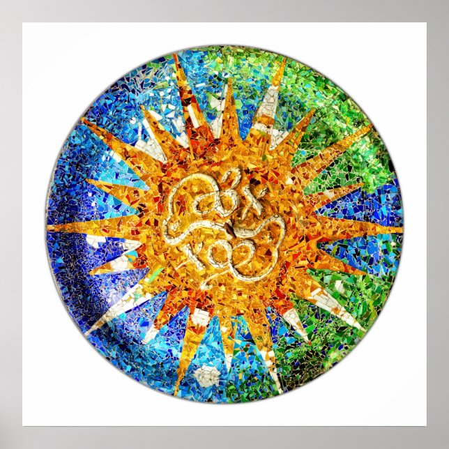 Póster Poster de mosaicos de Park Guell (Frente)