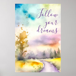 Póster Poster de motivación de color de agua Imprimir art