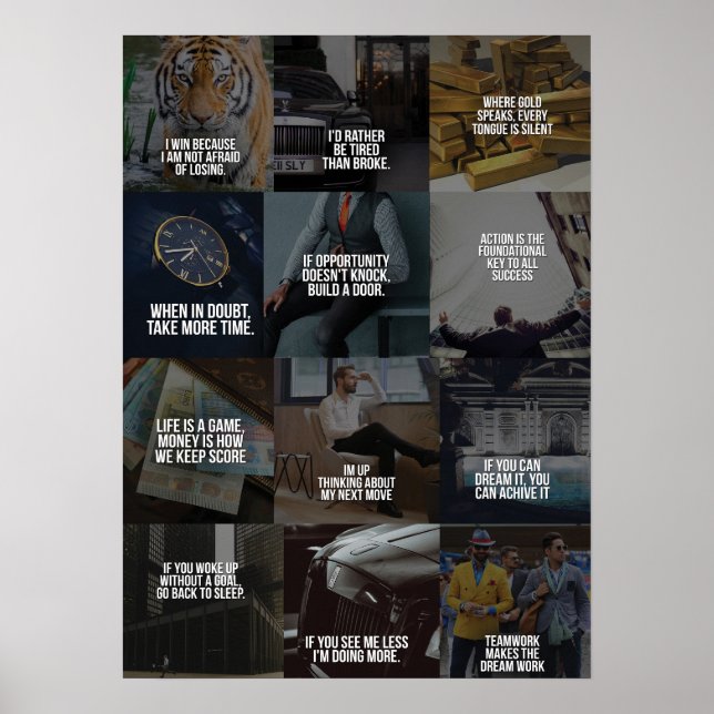Póster Poster de motivación de compilación de éxito y riq (Frente)