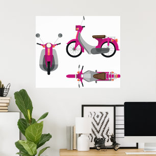 Póster Poster de moto rosa