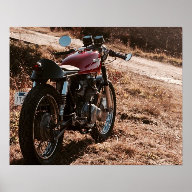 Póster Poster de motocicleta de carreras de un café rojo (Frente)