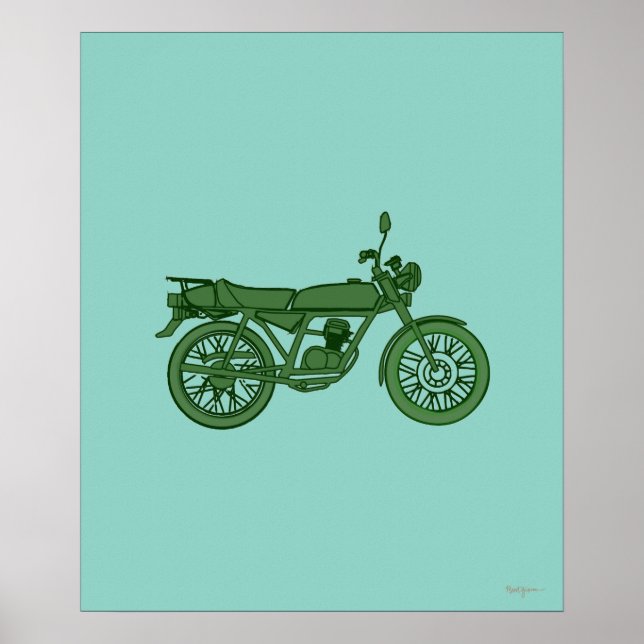 Póster Poster de motocicleta de época - Esbozado de mano (Frente)