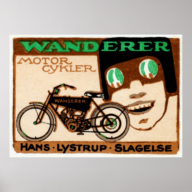Póster poster de motocicleta Wanderer de 1910 (Frente)