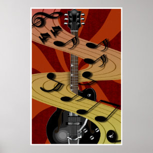 Póster Poster de música de guitarra