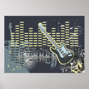 Póster Poster de música de guitarra de época