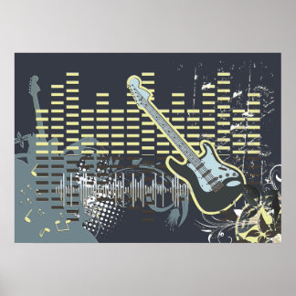 Póster Poster de música de guitarra de época