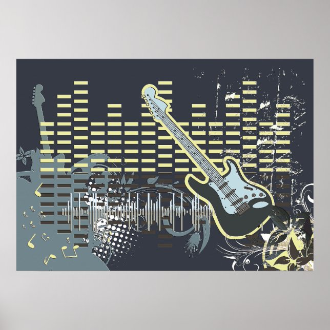 Póster Poster de música de guitarra de época (Frente)