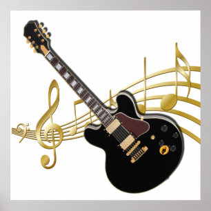 Póster Poster de música de guitarra negra
