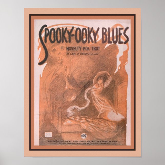 Póster poster de música de hojas azules de 1920 (Frente)