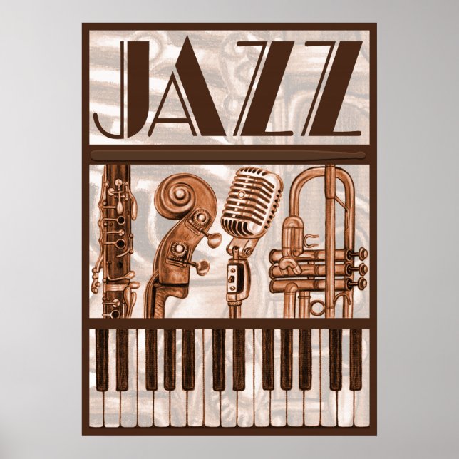 Póster Poster de música de jazz marrón (Frente)