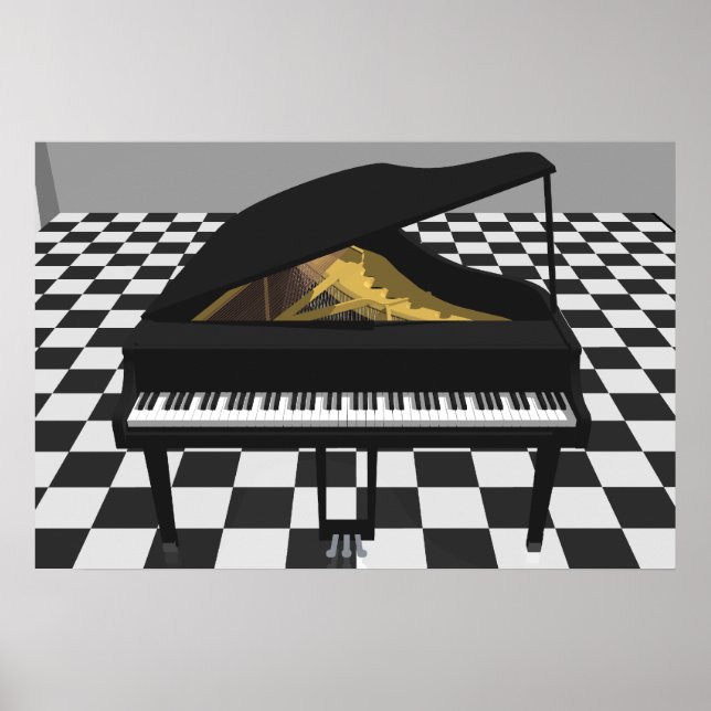 Póster Poster de Música: Gran Piano y Baldosas: Modelo 3D (Frente)