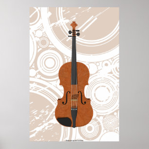 Póster Poster de música: Modelo y círculos 3D de violín