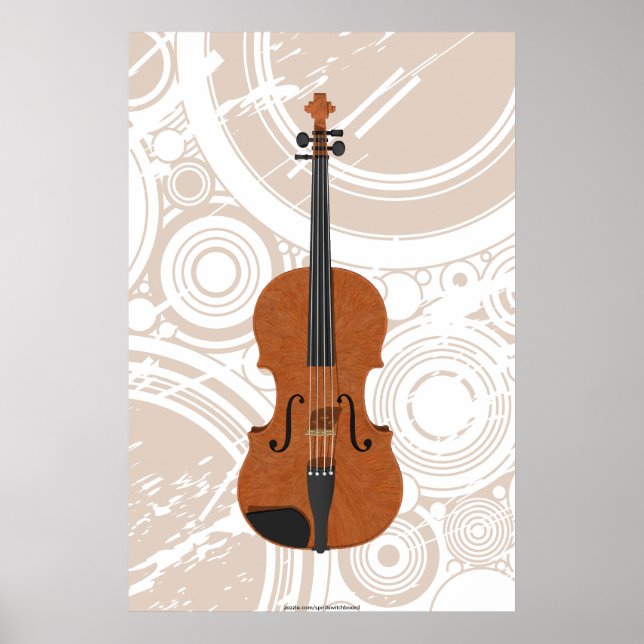 Póster Poster de música: Modelo y círculos 3D de violín (Frente)
