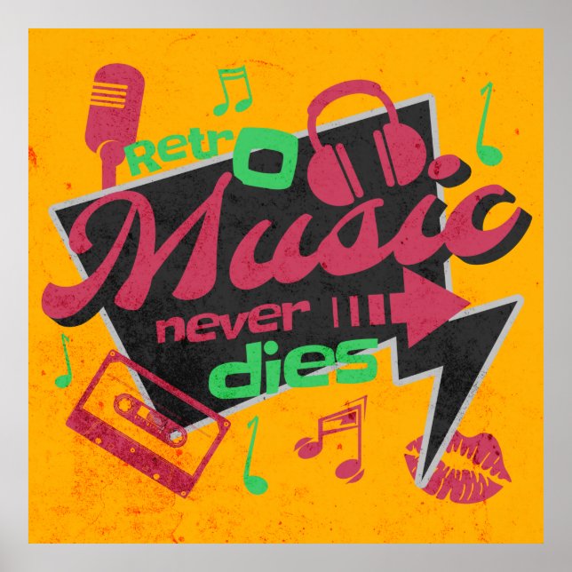 Póster Poster de música retro vintage ochenta (Frente)