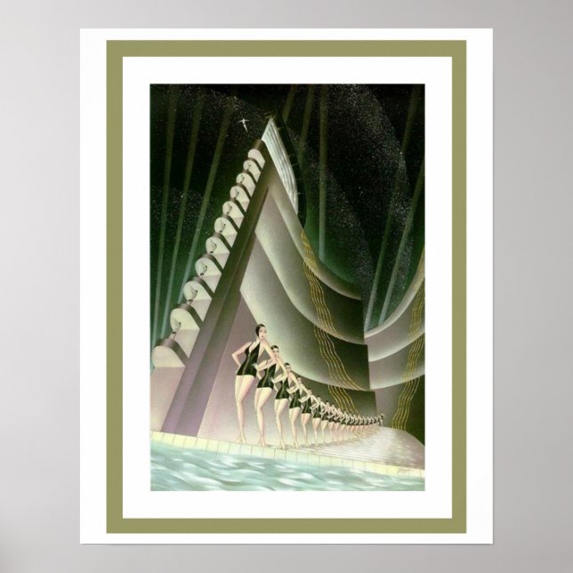 Póster Poster de nadadores Art Deco 16 x 20 (Frente)