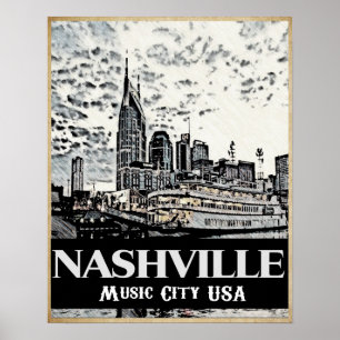 Póster Poster de Nashville Music City USA