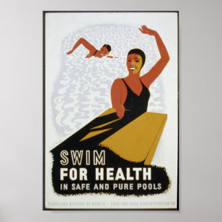 Póster Poster de natación para la salud (en piscinas más 