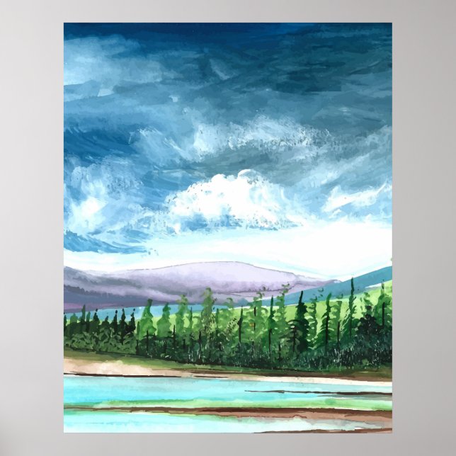 Póster Poster de naturaleza acuarela (Frente)