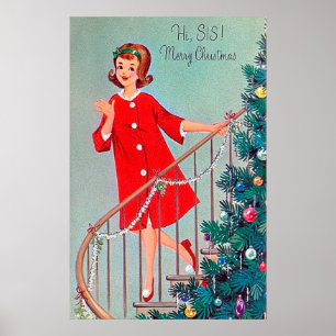 Póster Poster de Navidad retro vintage