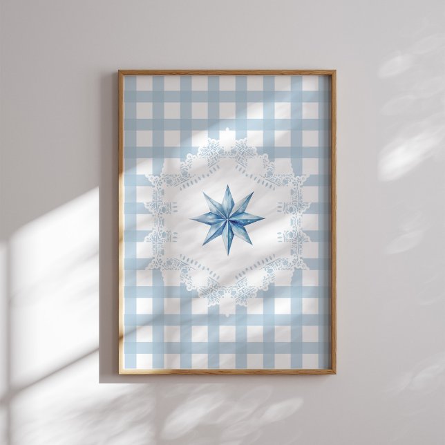Póster Poster de Navidades de Blue Star Gingham (Subido por el creador)