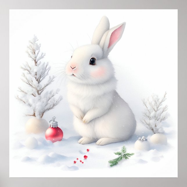Póster Poster de Navidades de conejo de nieve (Frente)