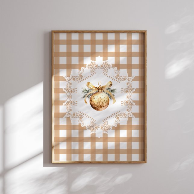 Póster Poster de Navidades de Gold Ornament Gingham (Subido por el creador)