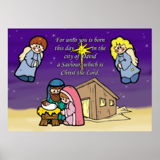 Póster Poster de Navidades de la escena de la natividad c