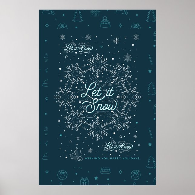 Póster Poster  de Navidades de Nieve 24x36 / Negro (Frente)