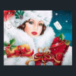 Póster Poster de Navidades de Retro vintage art deco lady<br><div class="desc">diseño por www.etsy.com/Shop/VanityFlairDesigns</div>