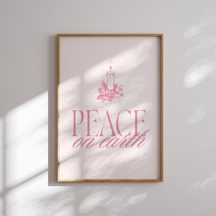 Póster Poster de Navidades de Velas Rosa en la Tierra