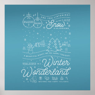 Póster Poster de Navidades Winter Wonderland 24x24 / Azul