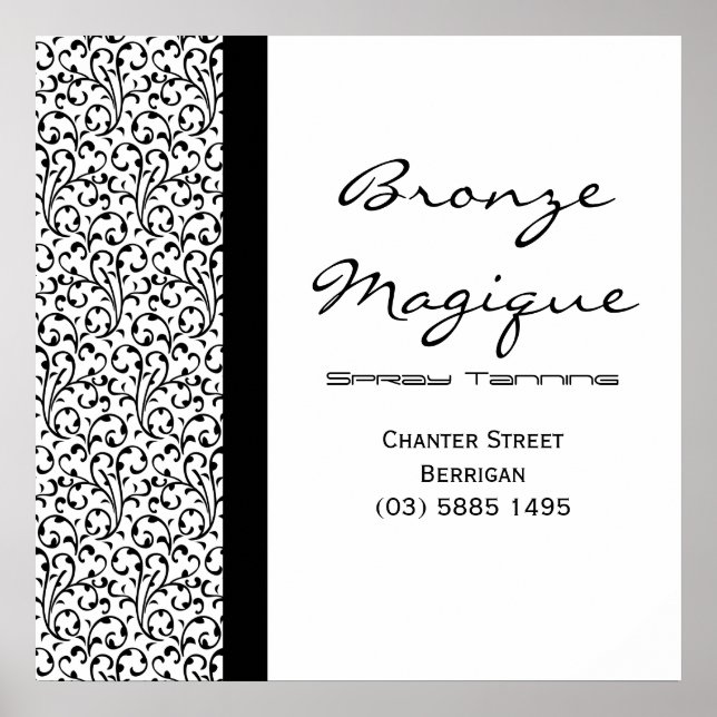 Póster Poster de Negra Damask Tanning Salon Business (Frente)