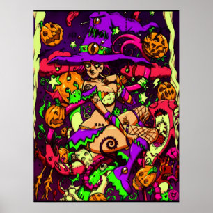 Póster Poster de neón de la bruja