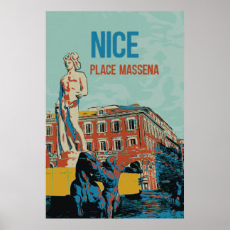 Póster Poster de Nice Massena Square ilustracion Francia