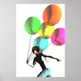 Póster Poster de niño con globos